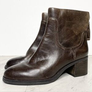 Franco Sarto Liliana Brown Leather Bootie 6 1/2